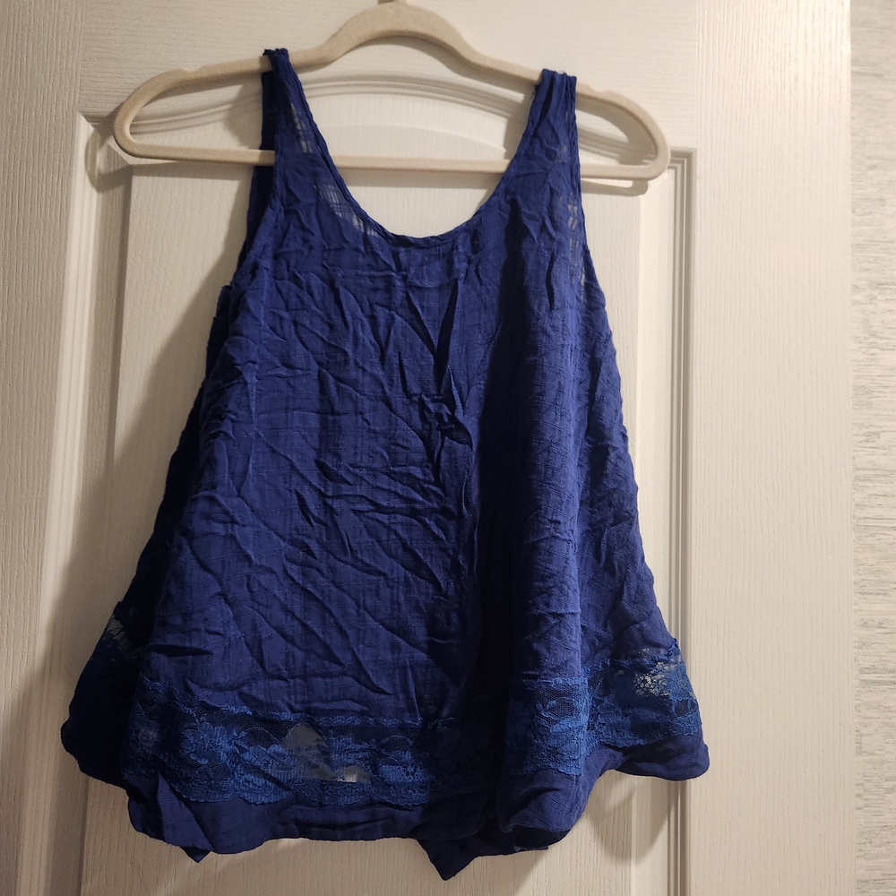 Blu Pepper Navy Sleeveless Blouse Size S Euc - Picture 3 of 3